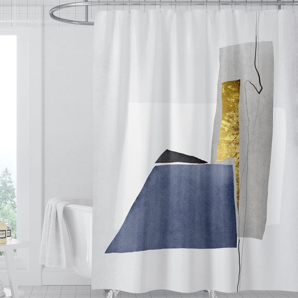 JINRUN Badezimmer verdickter wasserdichter Vorhang, schimmelfester Duschvorhang, Duschtrennwand-Vorhang, Duschvorhang, Badezimmer-Vorhang, kostenlose Perforation