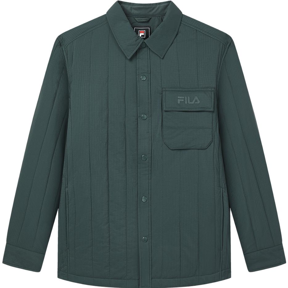 Fila 2023 Winter New Cotton Coat Warm Velvet Shirt Collar Wrinkled Single-Breasted Long Sleeve Solid Color Jacket Men Outerwear F11M348902F-DG