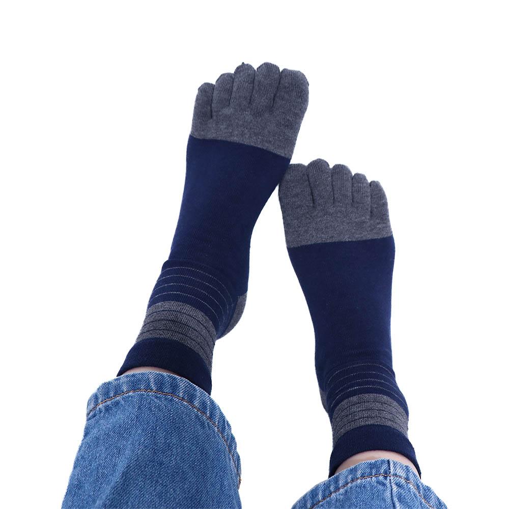 Chaussettes mi-mollet simples respirantes en coton avec orteils chaussettes rayées chaussettes pour homme chaussettes à cinq doigts