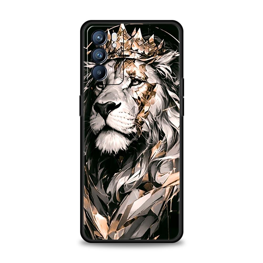 Cross Pattern Bicolor Lion Phone Case For Oppo A17 A31 A54 A57 A78 A79 A98 Find X5 X6 Reno 6 7 8 10 11 12 13 F Pro 5G Soft TPU