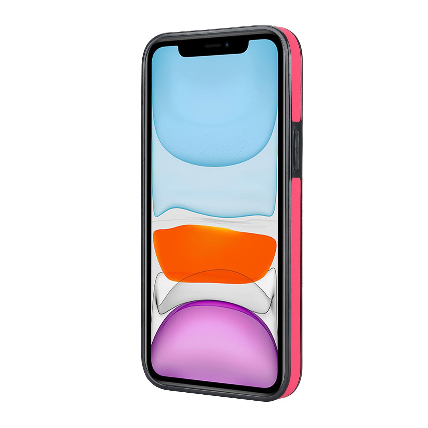 

For iPhone 11 Pro Max Case Wave Pattern Wristband Kickstand PU+TPU Phone Cover Rose