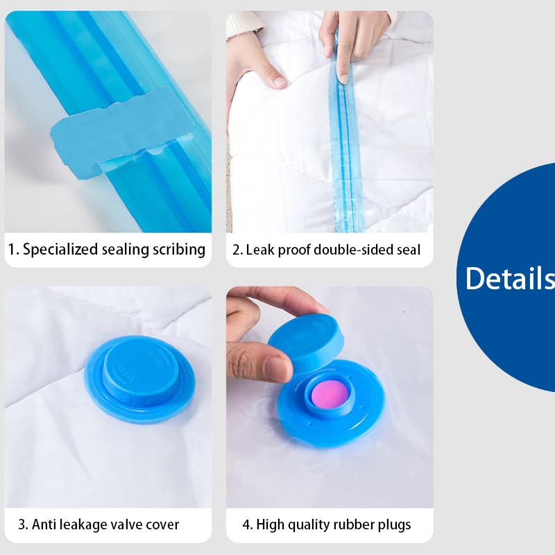 5Pcs Vacuum Storage Bags With Valve Folding Compressed Space Saving Clothes Storage Big Size For Towel Cloth Blanket