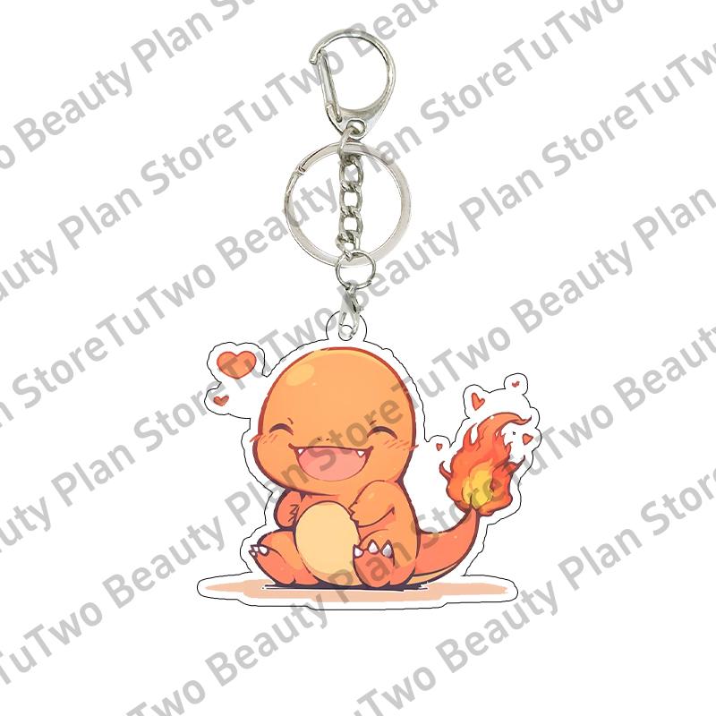 Anime Bulbasaur Squirtle Charmander Cartoon Key Chain Couple Girls Boys Acrylic Backpack Pendant Charm Family Gifts Jewelry Toys