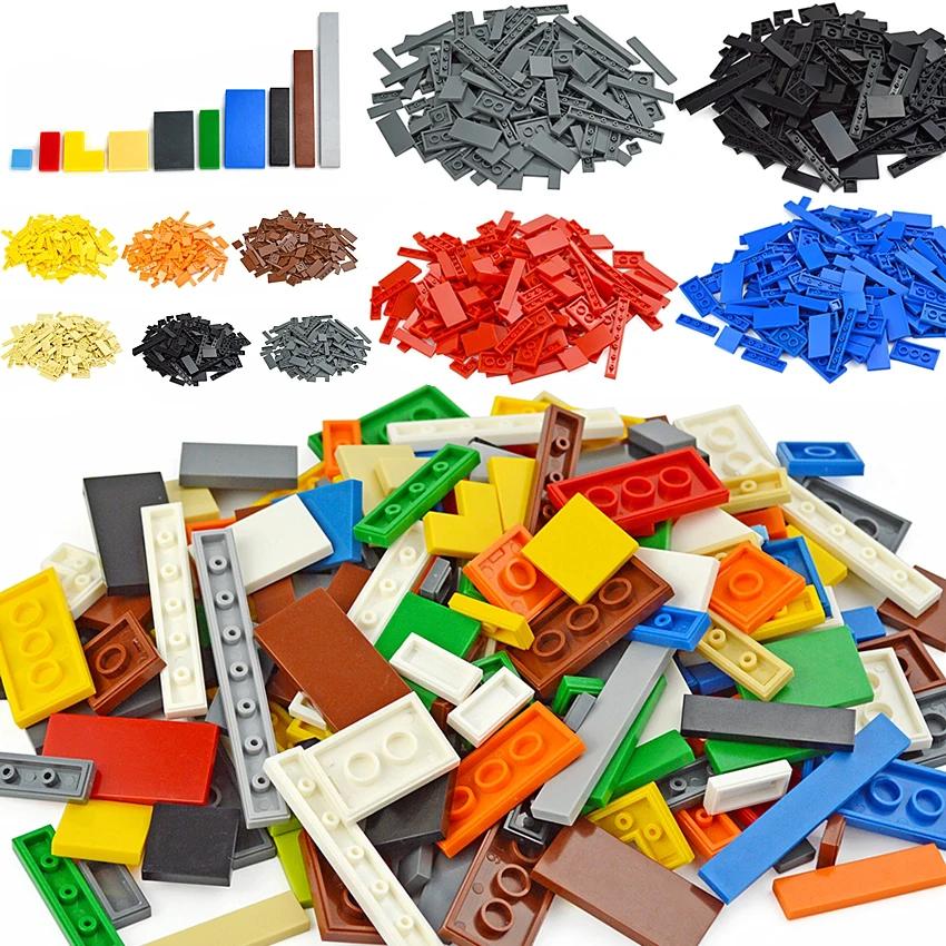 MOC Smooth 1x2 1x4 1x1 Dots Building Blocks Thin Tile Bulk Accessories Bricks Floor House Parts Creative Toys Compatible 2431