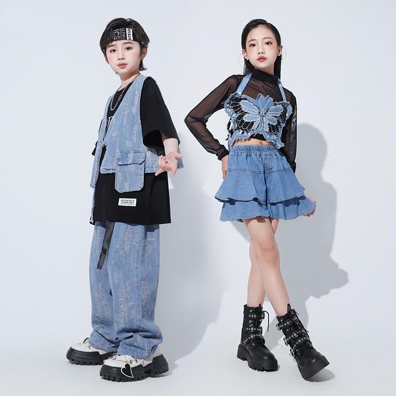 Girls' Japanese Street Dance Jazz Costume - Children's Hip-Hop Performance Outfit