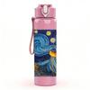 1PC Starry Night Van Gogh Famous Painting Print 750ml Color Plastic Sports Water Bottle Leakproof Flip Straw Lid Suitable for Sports Office Home Use