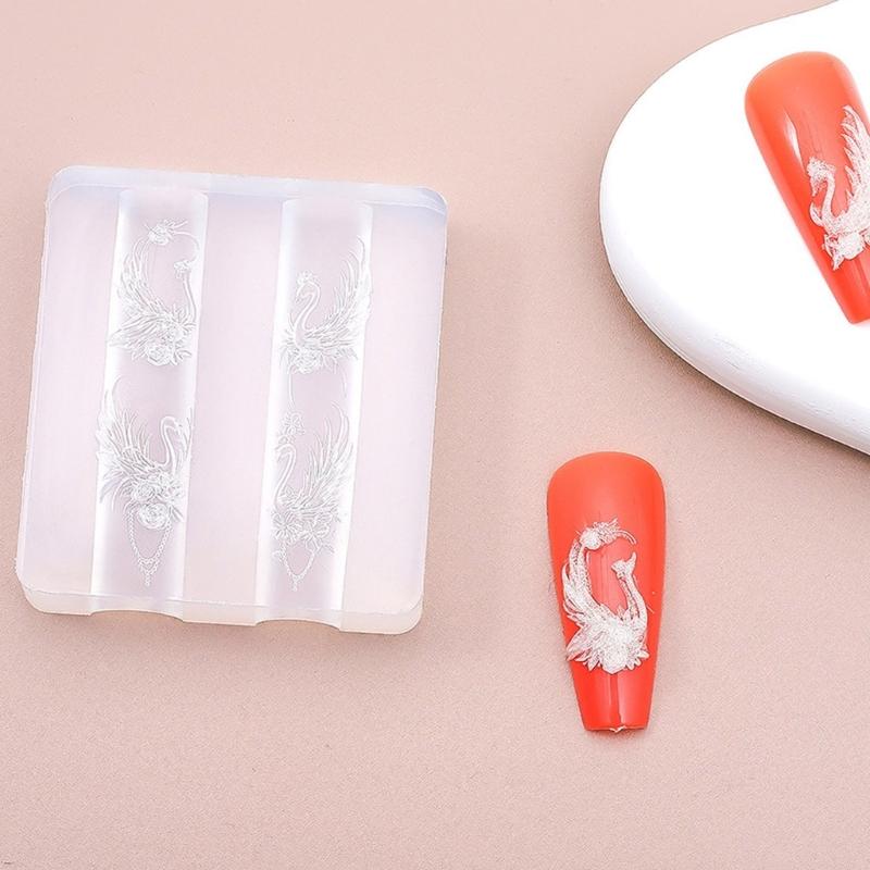 Multipurpose 3D Nail Art Silicone Mould with Butterfly and Moon Patterns Decoration for Crafting Unique Acrylic Nails