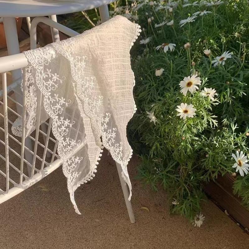 Ins Sweet Lace Hair Scarf Women Retro Triangle Hair Band Strap Hair-Bag Headscarf Hat Travel Photo Headband Turban Accessories