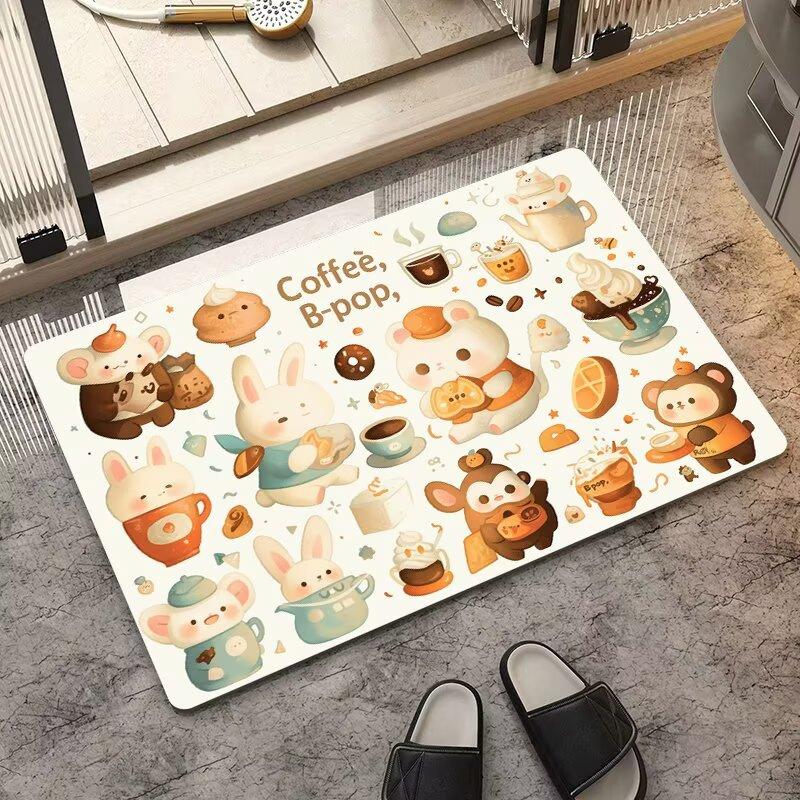 Bathroom floor mat, toilet special cartoon water-absorbing non-slip mat, toilet door diatom mud dirt-resistant quick-drying mat
