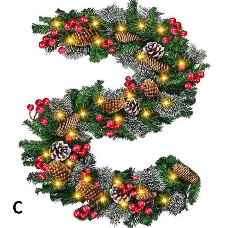 2.7m PVC Christmas Decoration Pine Cone Berry Cane Artificial Rattan for Party Mall Door Hanging Decoration New Year Christmas