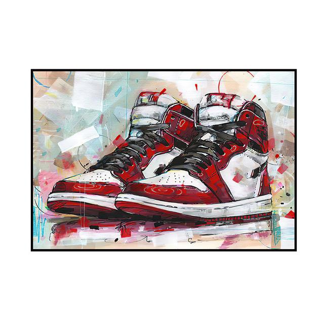 Klassiskt modetrend Sportskor Basketskor Gatagraffiti Väggkonstaffisch Heminredning Oljemålning