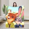 Anime Zootopia Cartoon Flannel Blanket  Super Soft Throw Blanket for Bedroom Airplane Travel Fashion Bedspread Sofa Bed Cover