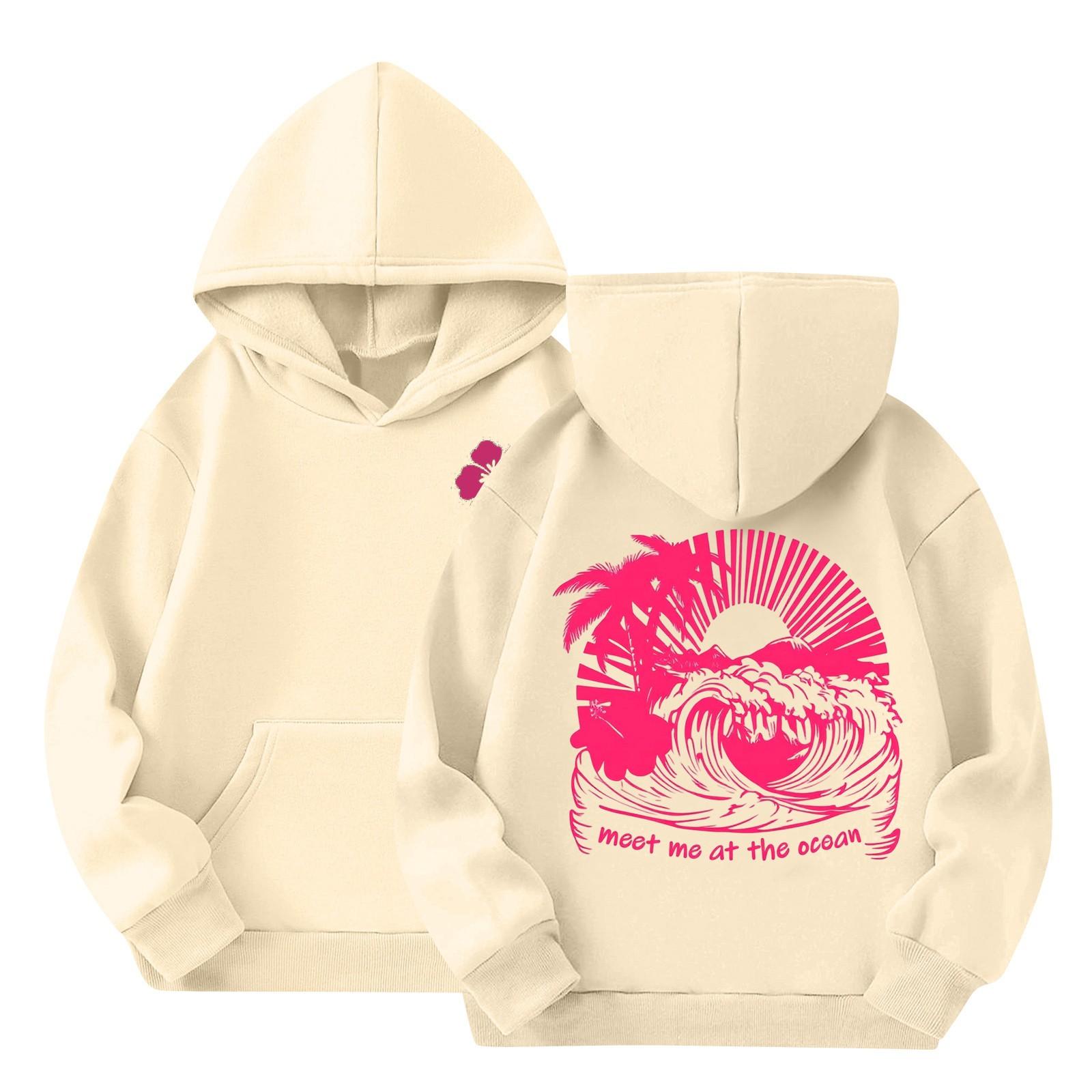 

Женская толстовка с капюшоном и градиентным принтом, с длинными рукавами, свободная женская толстовка, толстовка 140 бежевый