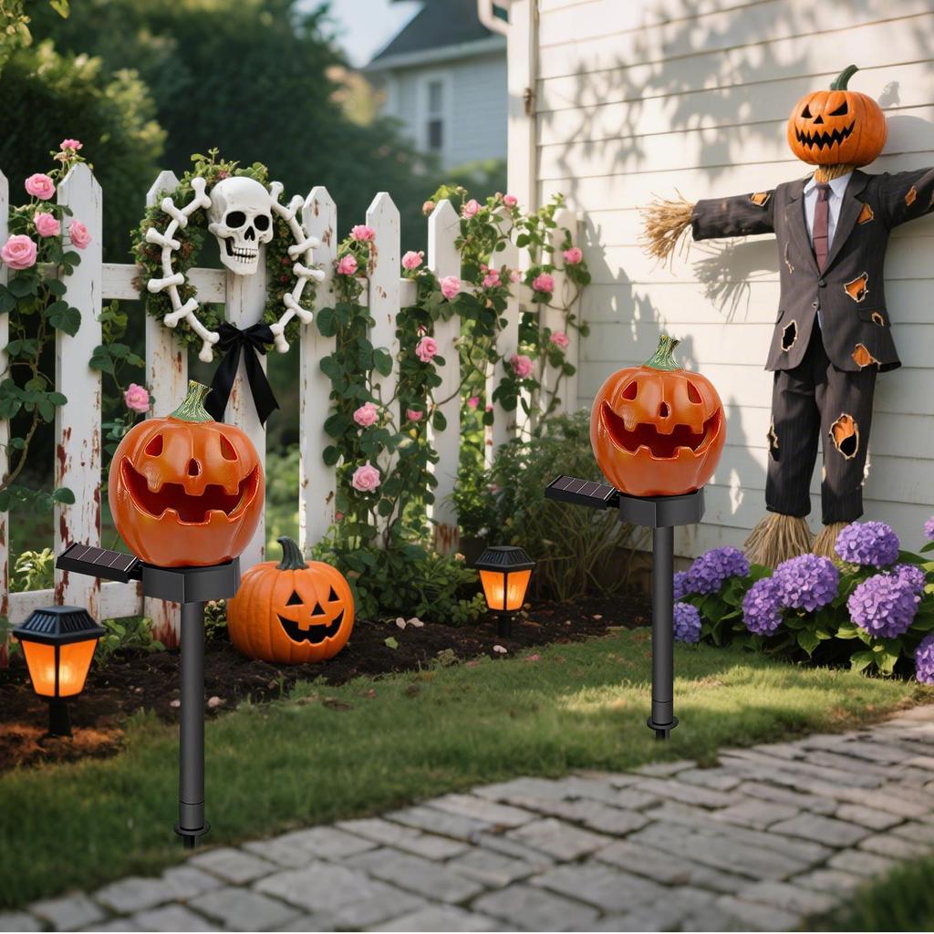Halloween Pumpkin Solar Garden Light, Festive Garden Light Decoration for Pumpkin Light for Outdoor Pathway, Lawn, Yard