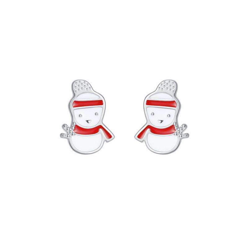 European & American Cute Snowman Epoxy Stud Earrings - Fresh, Versatile, Sweet Fashion for Women At Christmas