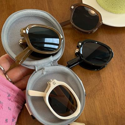 Folding Square Fashion Sun Glasses Unisex Outdoor Portable UV Protection Sunglasses Trendy Large Frame Punk Shades Hip Hop Eyewear UV400
