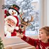Winter Wonderland Decals Santa Claus Snowman and Elk Static Glass Stickers Christmas Window Cling Snow Scene Decor Removable PVC for Holiday