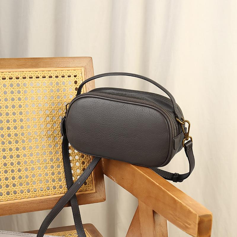 

Johnature Genuine Leather Women s Bag Solid Color Versatile Soft Cowhide Casual Shoulder Crossbody Bags серый