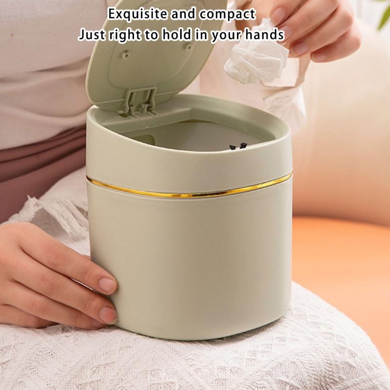 Durable Plastic Mini Waste Bin With Press Lid Design For Odor Prevention And Space Saving for Home Office Setting