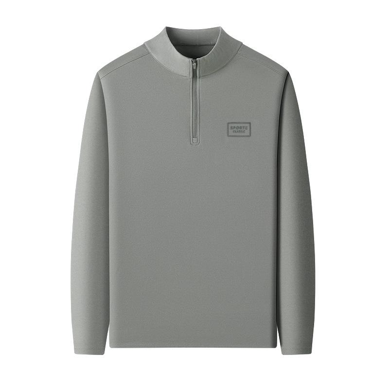 Herrställ med ståkrage, enfärgad, långärmad, varm baslager-t-shirt