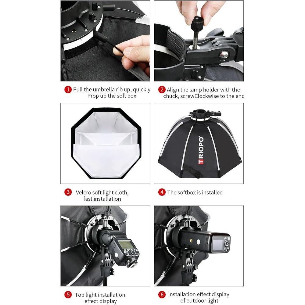 Triopo KX90 90cm/35.4-inch Foldable Outdoor Speedlight Octagonal Softbox Umbrella Softbox for Godox V1 AD200 Pro Round Head Flashlight Diffuser