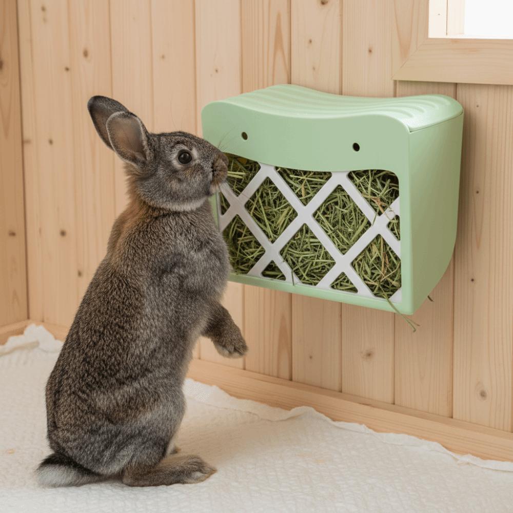 Practical Hanging Rabbit Hay Feeder Fixed Anti-tipping Rabbit Grass Rack with Lid Large Capacity Hay Manger Hamster Cage
