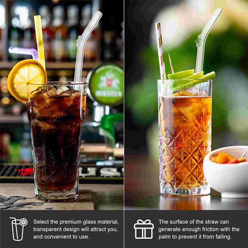 High Borosilicate Glass Drinking Straws Reusable Bar Tool for Coffee Mug Tea Beer Cocktail Love Heart Turtle Mushroom Flower