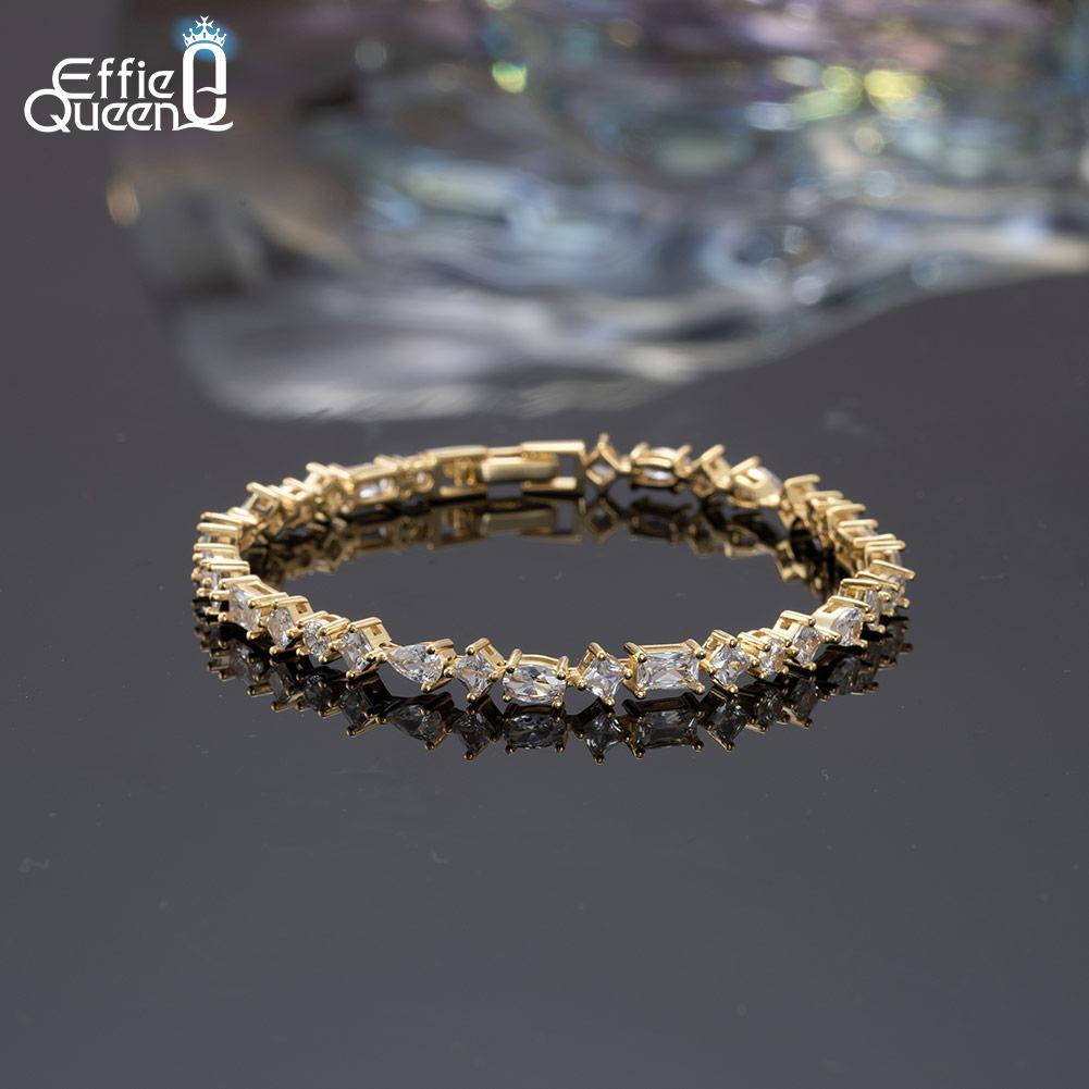 EFFIE QUEEN Bezauberndes 925er Sterlingsilber Tennisarmband mit luxuriösem geometrischem Zirkonia, ideales Geschenk, Tragen SB167