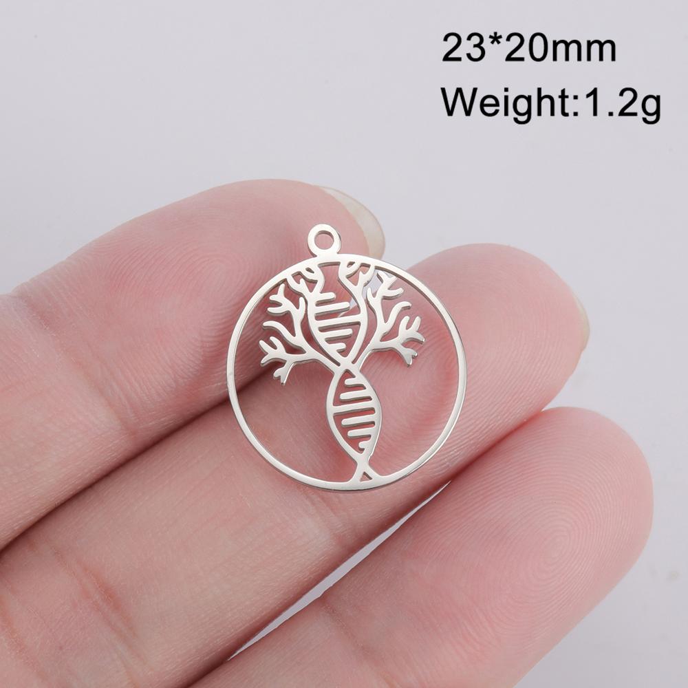 Dawapara Tree of Life Pendant for Jewelry Making Wiccan Celtics Crescent Moon DNA Tree Pendant Stainless Steel Accessories