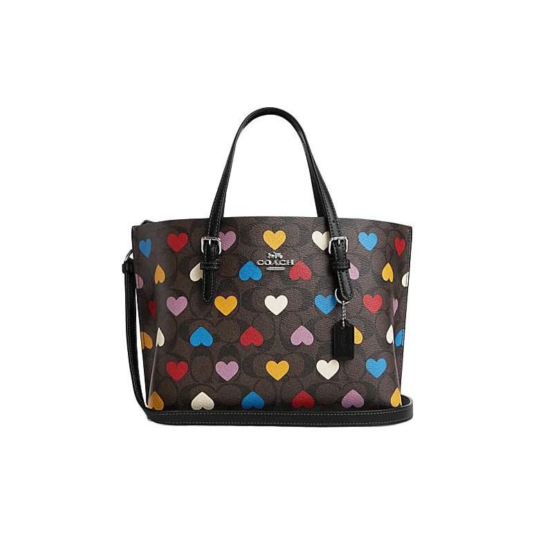 

Coach Classic Monogram Heart Print Hardware Buckle Layered Leather Tote Bag Women tote Brown CP110-SVN2R Basic Set (Bag+Dust Bag)