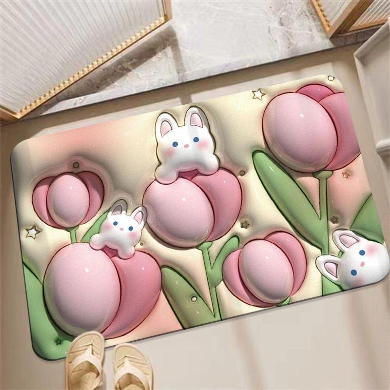 Floor Mat 3D Visual Effect Quick Drying Diatom Mud 40x60cm Flower Pattern Bathroom Anti-slip Floor Mat Daily Use DROPSHIPPING