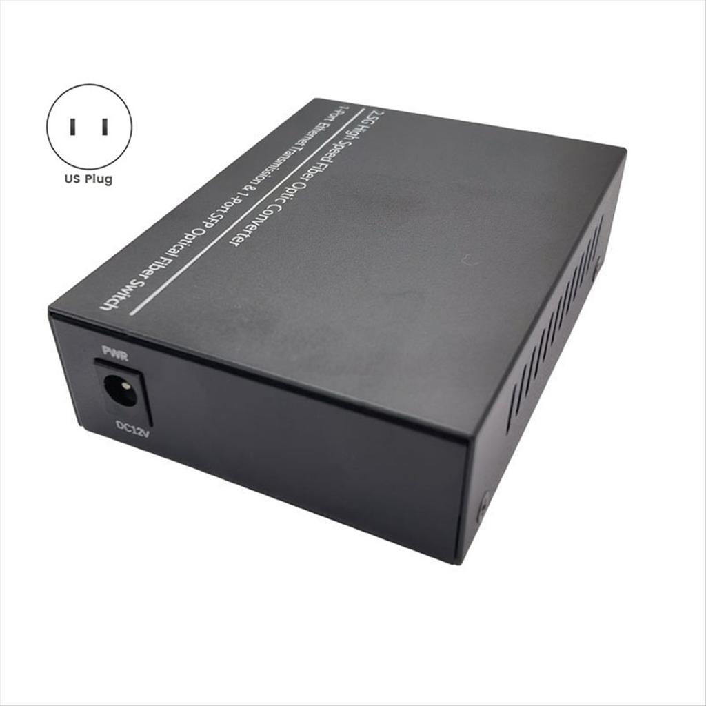 2.5G Fiber Optic Media Converter Gigabit SFP Transceiver 1000Mbps Compatible with Common E/GPON US Plug