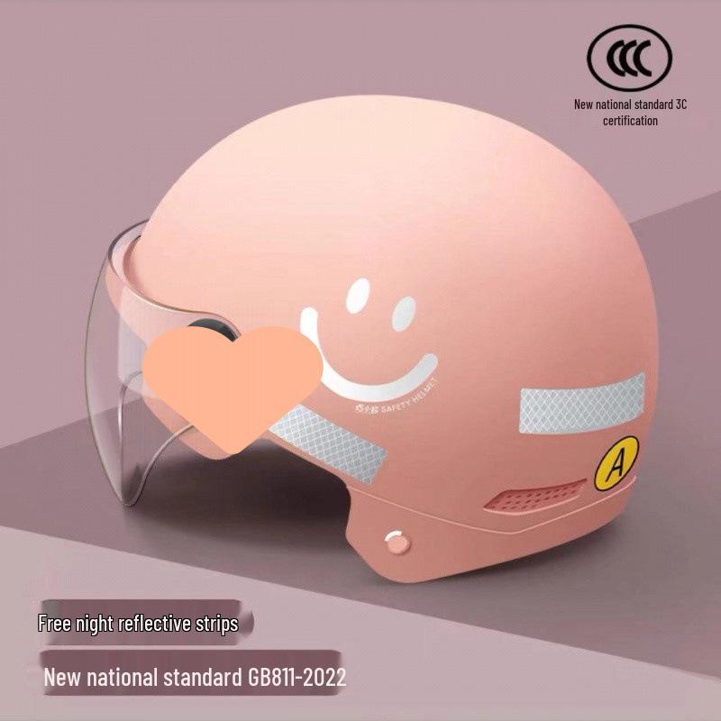 Smiley Face Helmet: New Certified National Standard, Sun-Protected, Ideal for Electric Scooter or Motorcycle Use