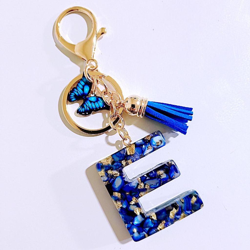 Sapphire Blue Butterfly Tassel Keychain Pendant