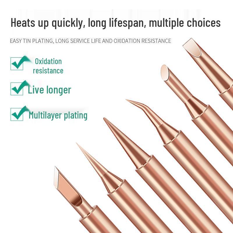 900 Pure Copper Inner Heated Soldering Iron Tip for 936 Station with 907 Handle & Auto Solder Feeder for Non-Magnetic Welding