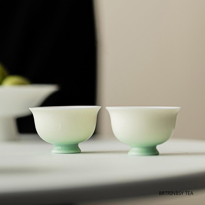 1 Pc Chinese Vintage Gradient Ceramic Tea Cup Handmade Teacup Household Tea Bowl Travel Personal Meditation Cup Teaware 35ml