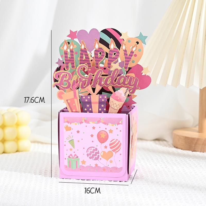 Handmade 1D Birthday Card Box Pop-up Paper Carved Handmade Greeting Card Flower Butterfly Pattern Design Exquisite Birthday Gift