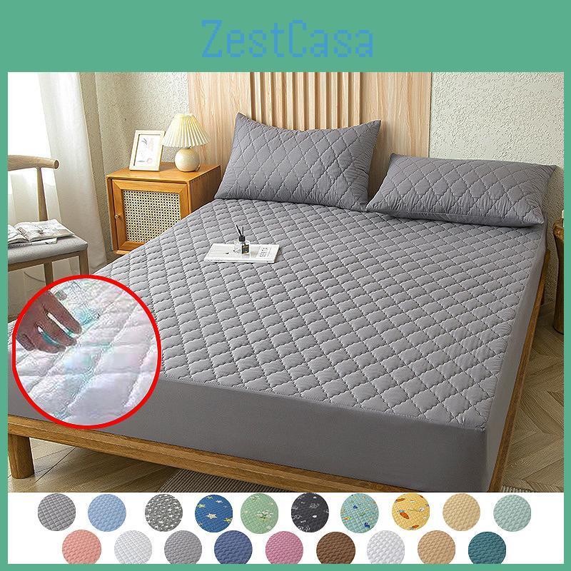 Piece Single Bed Cover Brushed Fabric Quilted Mattress Protector Waterproof Mattress Topper For Bed Antimite Mattress Cover No Pillowcase