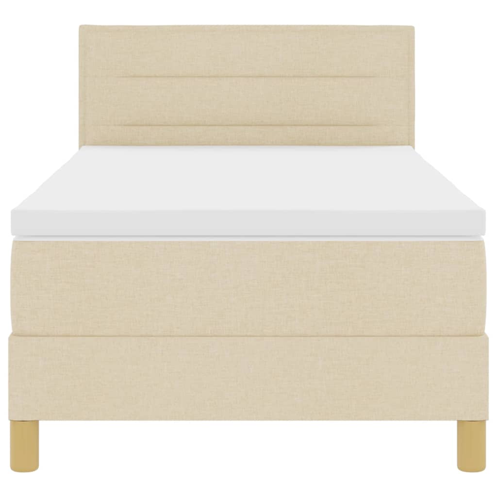 Box Spring Bed with Cushions and Adjustable Headboard Cream 80 x 200 cm Fabric