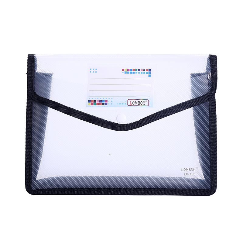 Colorful File Folder with Label Pocket Horizontal Snap Button Portable Examination Paper Document File Organizer Bag School Supplies