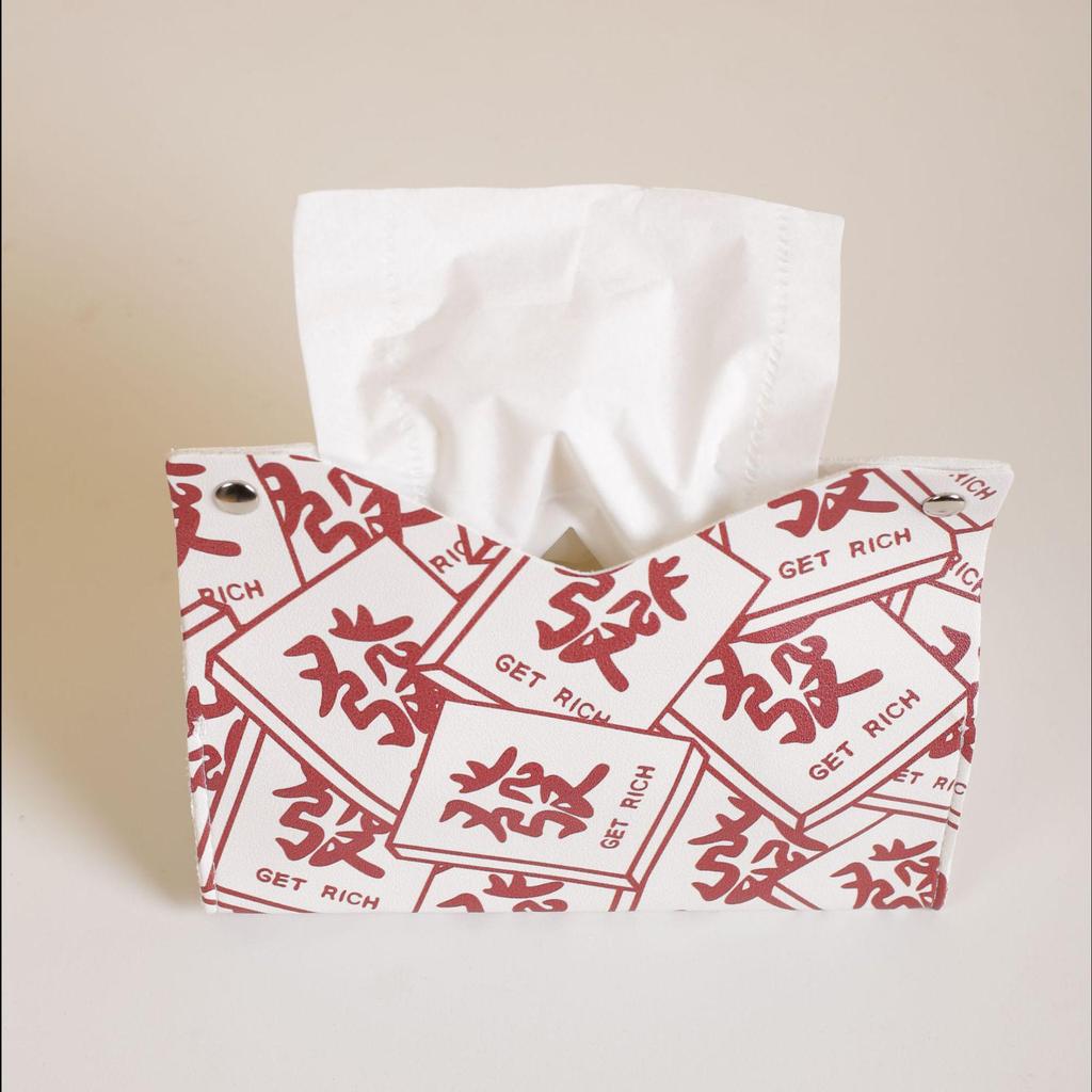 Luxury Red Chinese Tissue Box for Dining Table and Living Room
