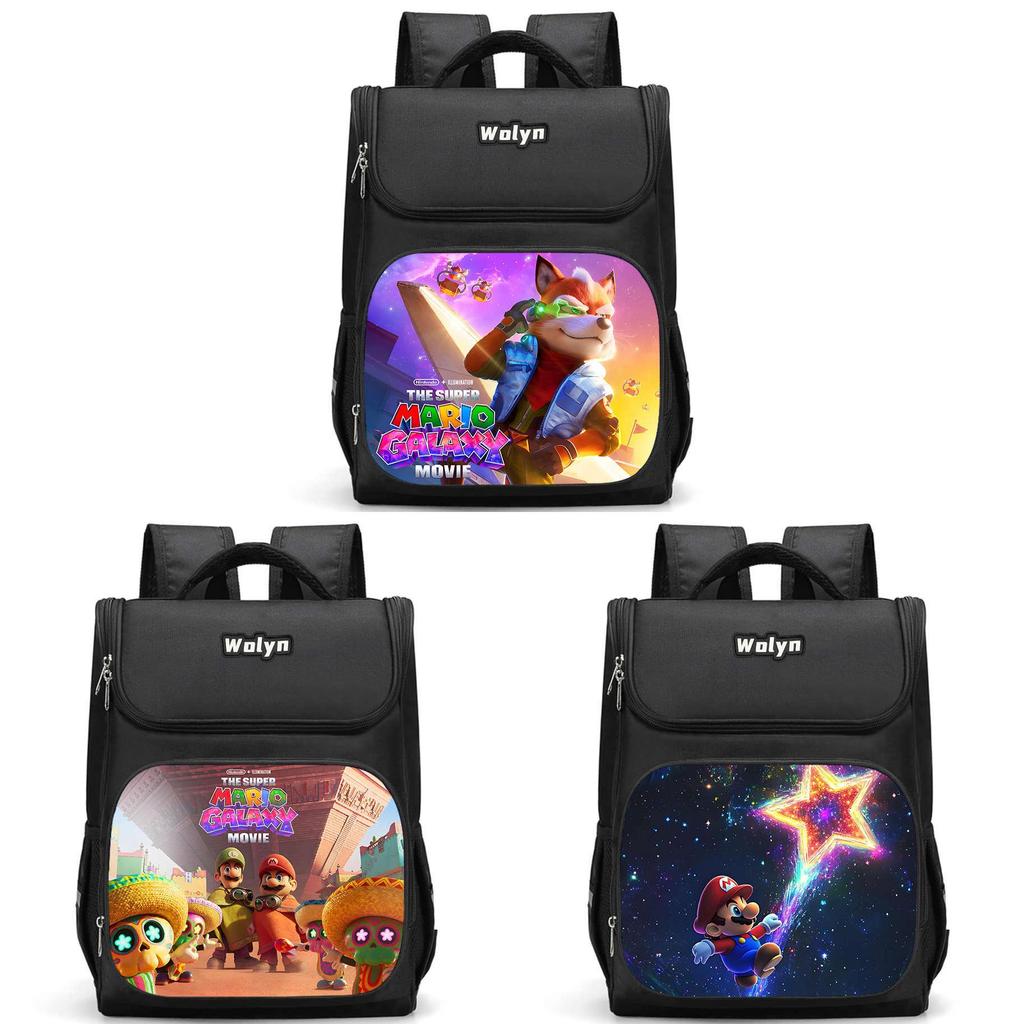 Der Super Mario Galaxy Film Strapazierfähiger Rucksack mit mehreren Fächern für Schulkinder Mit atmungsaktiven Air-Cushion-Trägern