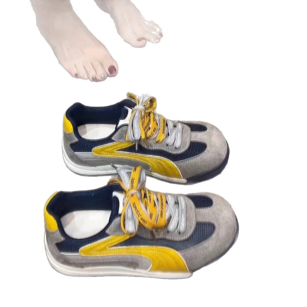 2025 Early Autumn German Training Shoes Retro Lightweight Soft Sole Small Sports Shoes Pair of Shoelaces Thick Sole Breathable Mesh Women's Shoes