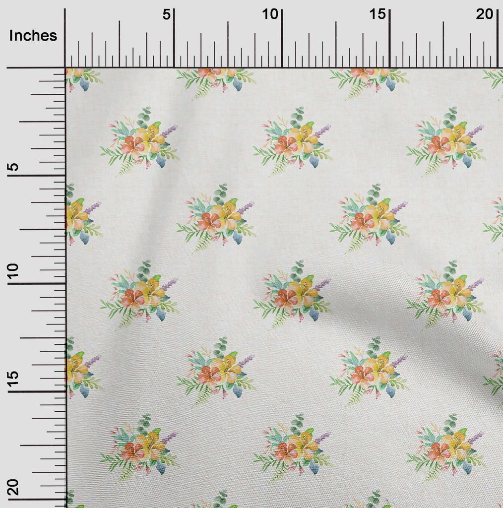 oneOone Baumwoll-Flex Olivgrüner Stoff Aquarell Blumen Nähhandwerksprojekte Stoffdrucke pro Yard 40 Zoll