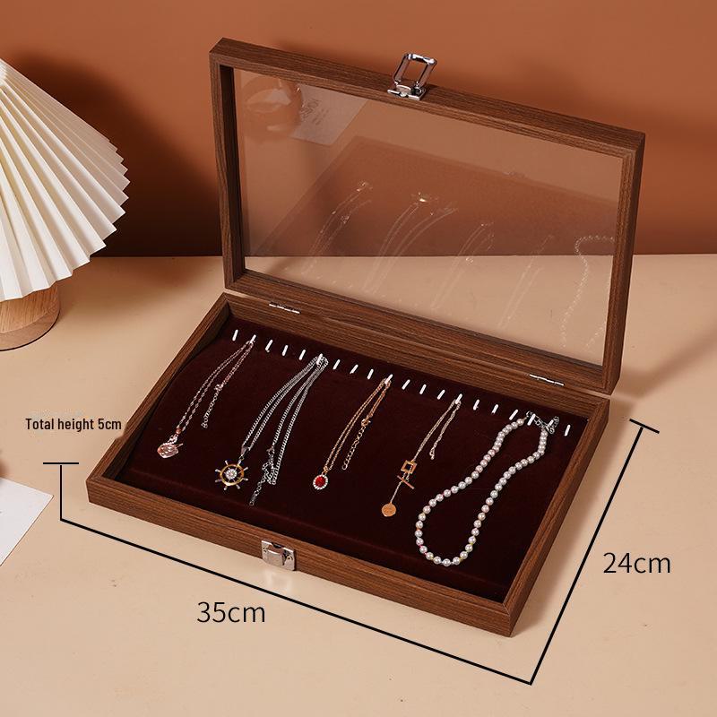 Walnut Wood Jewelry Storage Box with Lid for Bracelets, Necklaces, Rings, and Earrings