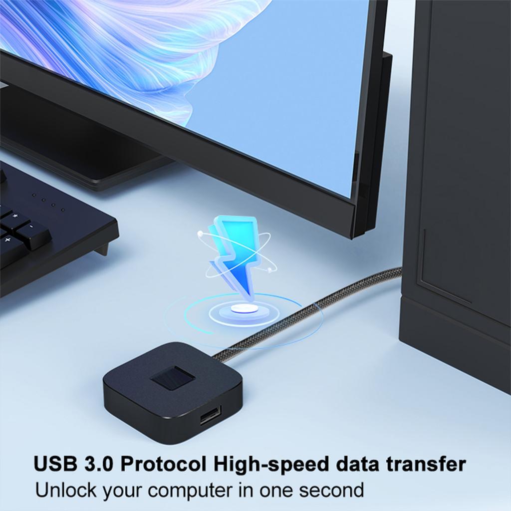 USB Fingerprint Reader with USB Hub Portable USB Fingerprint Logger Biometric Fingerprint Login Reader for Windows 11/10
