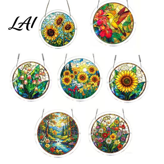 Sonnenlicht wirft Schatten Spielzeug Acryl Puzzle Suncatcher Bunt Buntglasstil Sonnensammler Handgefertigtes Sammler-Set DIY Puzzles Fenster