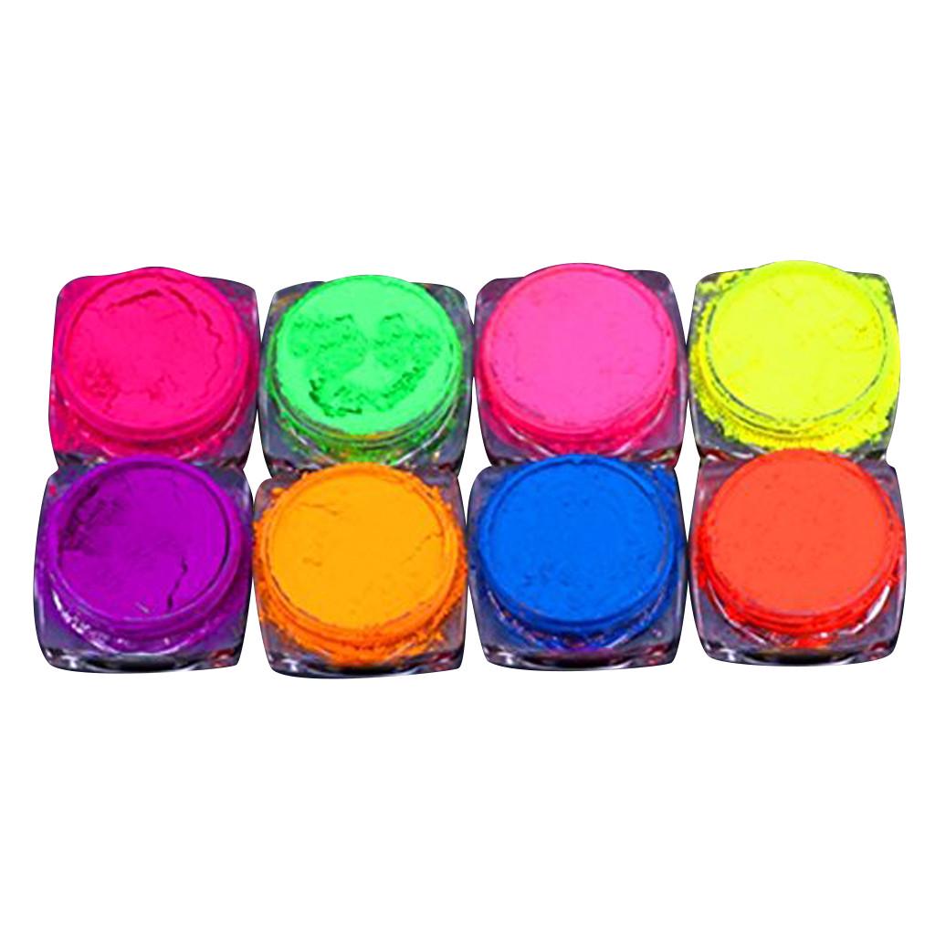 

Set of 8 Neon Powder Pigment for Nail Art Gel Polish UV Acrylic Decoration Durable Fine Texture for Professional Use and DIY Nail Designs