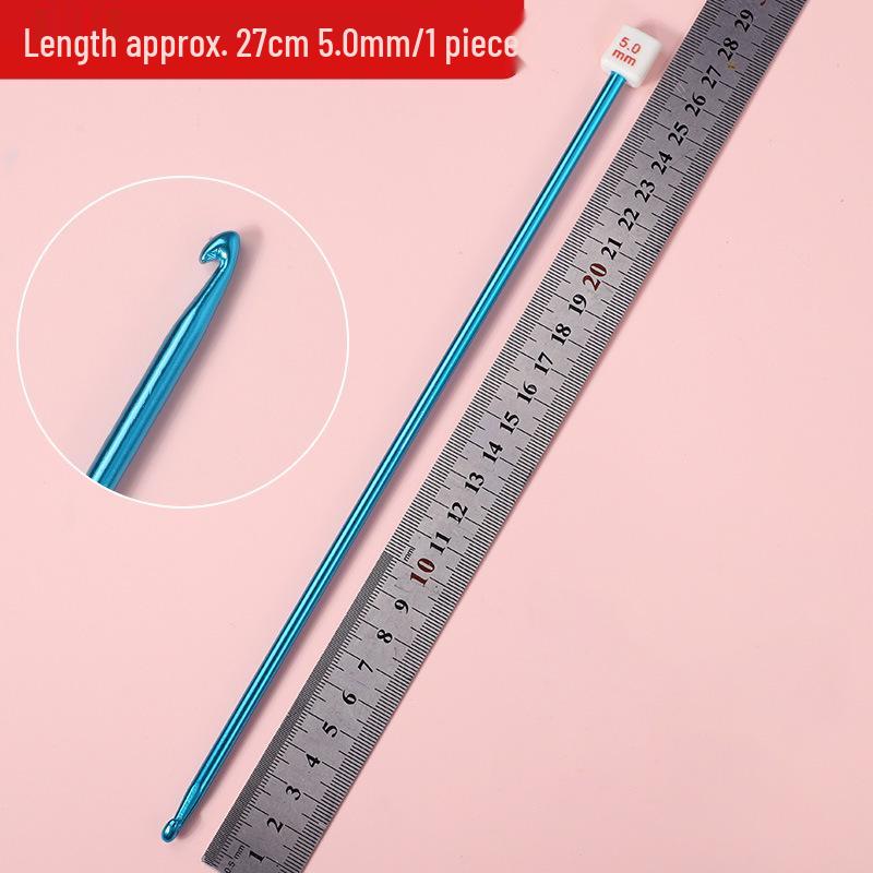 Afghan Crochet Needle Set: Long Handmade Aluminum Hooks & Colored Yarn for DIY Knitting Projects