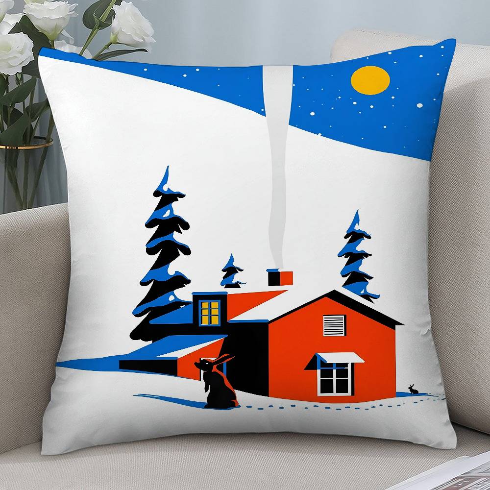 Vintage Simple Style Pillow Case Short Plush Double-sided Print Square Throw Pillow Covers Sofa Home Cushion Decor